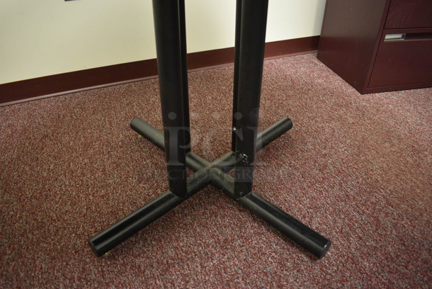 Wood Pattern Round Table on Black Metal Base. 48x48x29. (Whitaker Hall - Room 132 - Office E) - Image 3 of 3