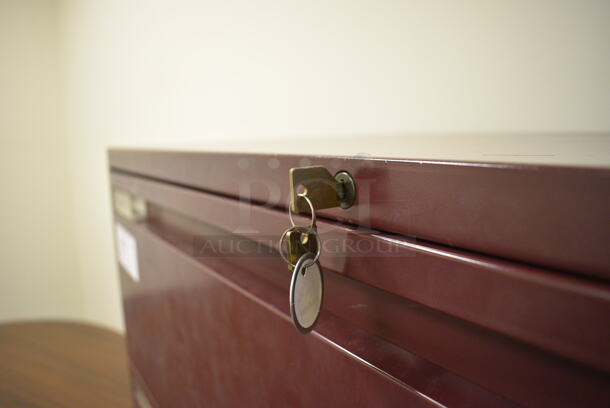 Maroon Metal 5 Drawer Filing Cabinet. 42x18x56. (Whitaker Hall - Room 132 - Office E) - Image 5 of 5