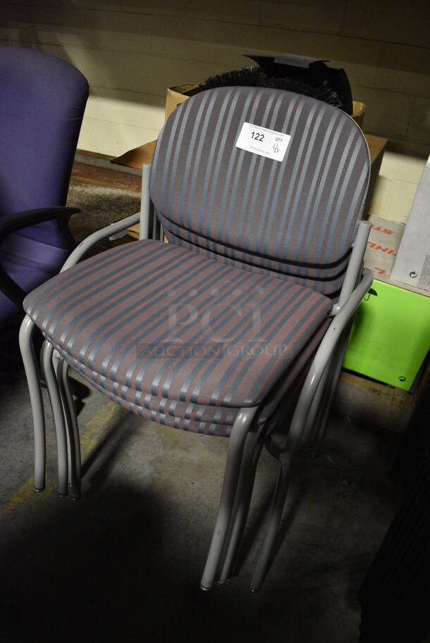 4 Blue Striped Chairs; 1 w/ Arm Rests. Includes 22x20x31. 4 Times Your Bid! (facilities) - Image 2 of 3