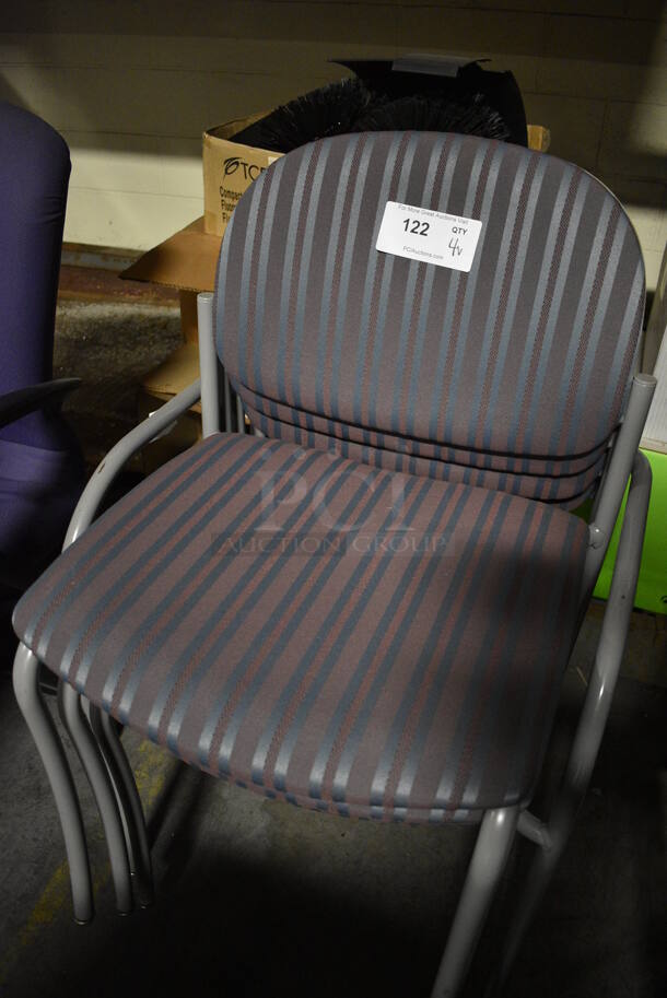 4 Blue Striped Chairs; 1 w/ Arm Rests. Includes 22x20x31. 4 Times Your Bid! (facilities) - Image 3 of 3