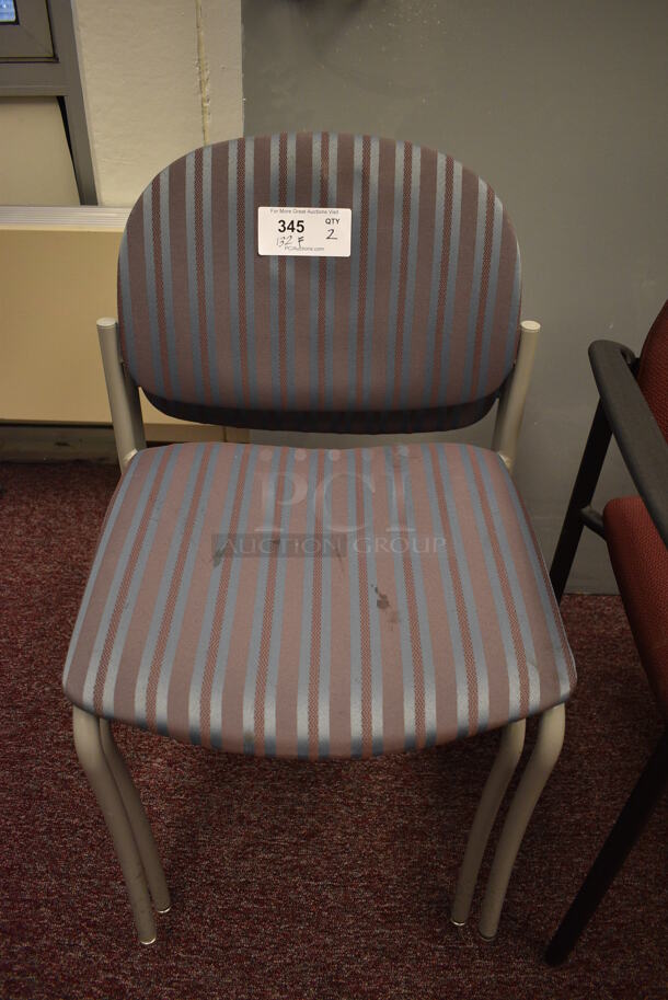 2 Blue Striped Chairs. 18x17x30. 2 Times Your Bid! (Whitaker Hall - Room 132 - Office F)