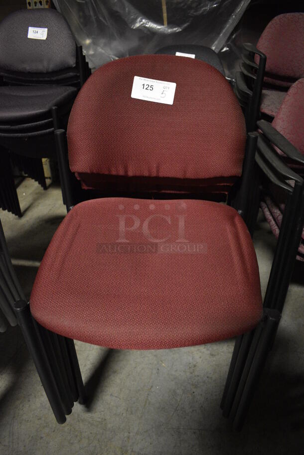 5 Maroon Chairs. 19x19x32. 5 Times Your Bid! (facilities)