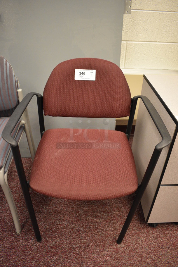 Maroon Chair w/ Arm Rests. 24x18x32. (Whitaker Hall - Room 132 - Office F)