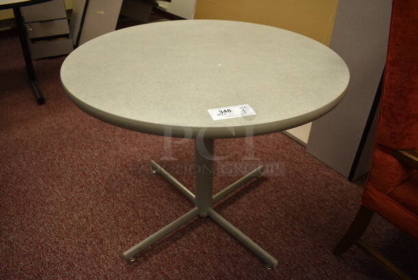Gray Round Table. 36x36x29. (Whitaker Hall - Room 132 - Office F)