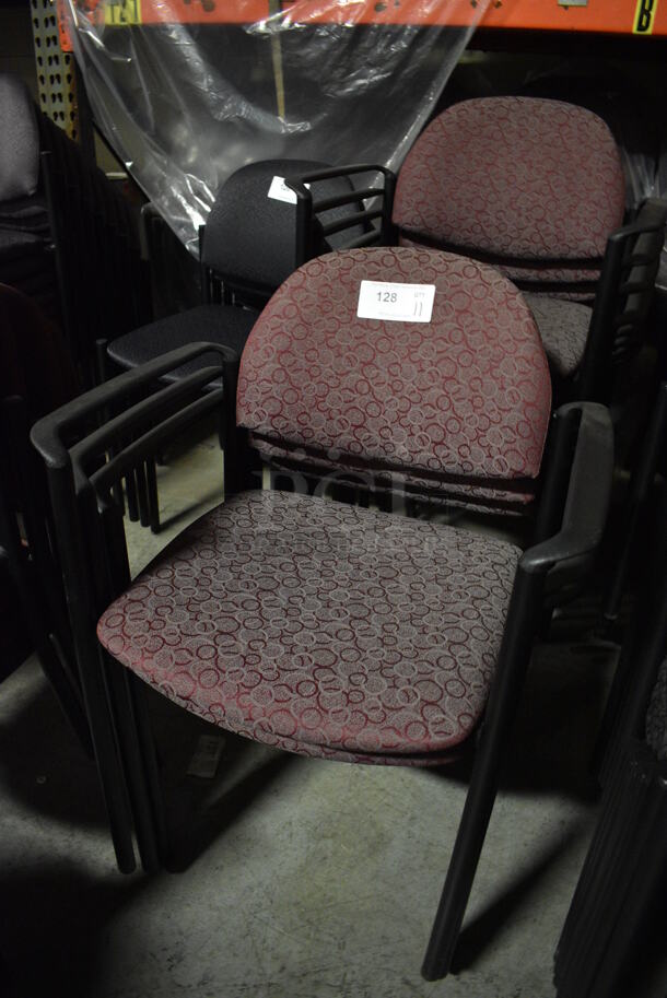 11 Maroon Patterned Chairs w/ Arm Rests. 23x18x32. 11 Times Your Bid! (facilities) - Image 2 of 4