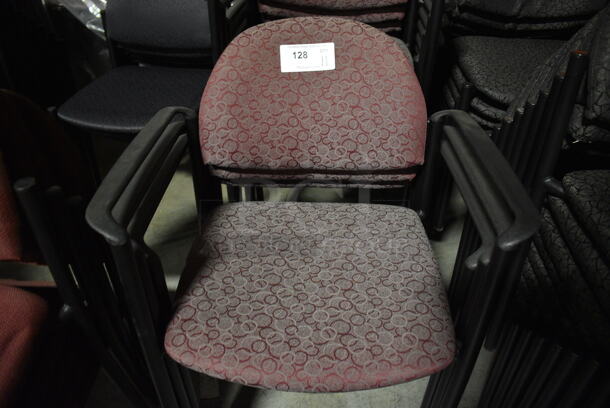 11 Maroon Patterned Chairs w/ Arm Rests. 23x18x32. 11 Times Your Bid! (facilities) - Image 3 of 4