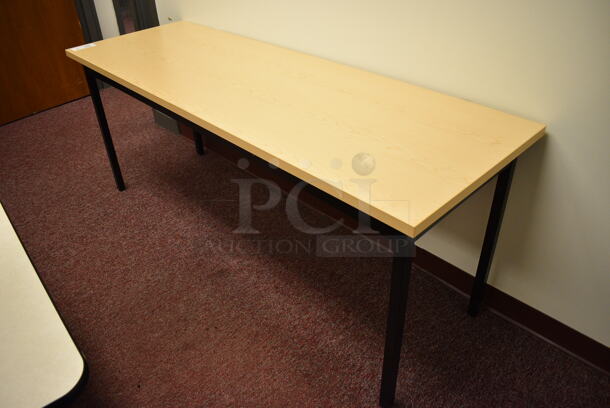 Wood Pattern Table. 72x24x29. (Whitaker Hall - Room 132 - Office G)