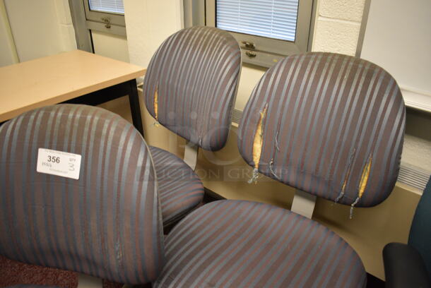 3 Blue Striped Office Chairs on Casters. 20x20x36. 3 Times Your Bid! (Whitaker Hall - Room 132 - Office G) - Image 3 of 3