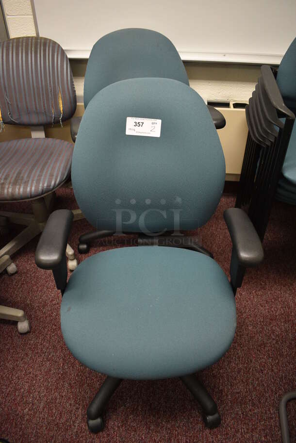 2 Teal Office Chairs on Casters. 20x20x36. 2 Times Your Bid! (Whitaker Hall - Room 132 - Office G) - Image 1 of 3