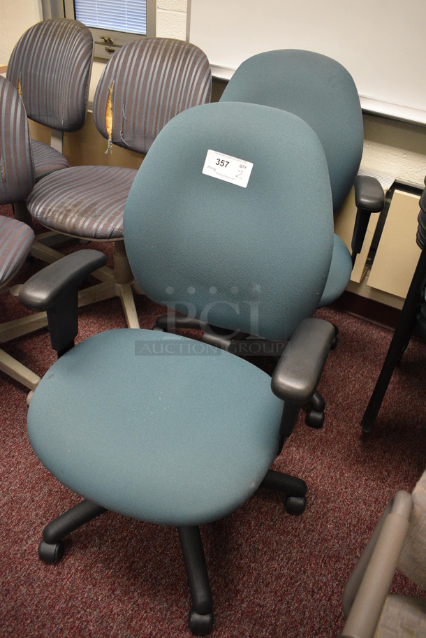 2 Teal Office Chairs on Casters. 20x20x36. 2 Times Your Bid! (Whitaker Hall - Room 132 - Office G) - Image 2 of 3