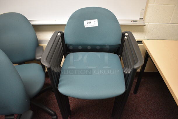 6 Teal Office Chairs w/ Arm Rests. 23x18x32. 6 Times Your Bid! (Whitaker Hall - Room 132 - Office G)