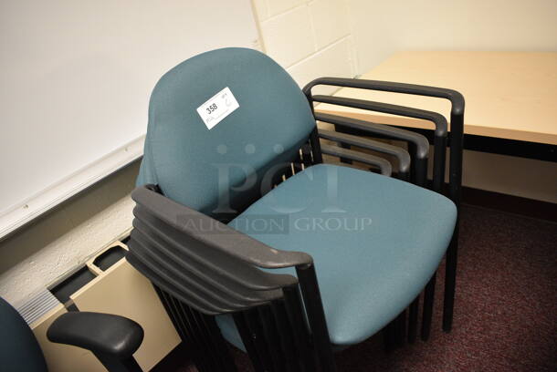 6 Teal Office Chairs w/ Arm Rests. 23x18x32. 6 Times Your Bid! (Whitaker Hall - Room 132 - Office G) - Image 2 of 3