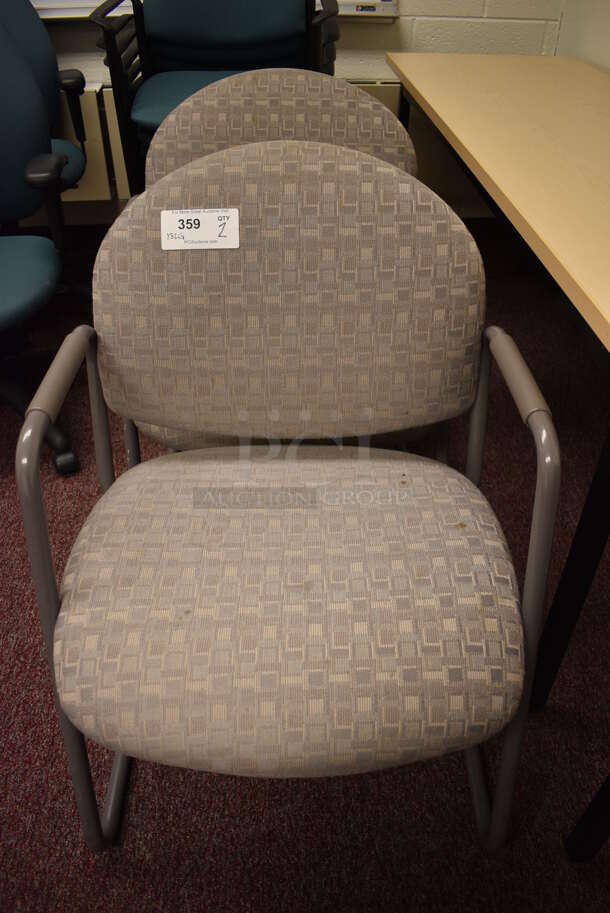 2 Gray Chairs w/ Arm Rests. 23x20x33. 2 Times Your Bid! (Whitaker Hall - Room 132 - Office G)