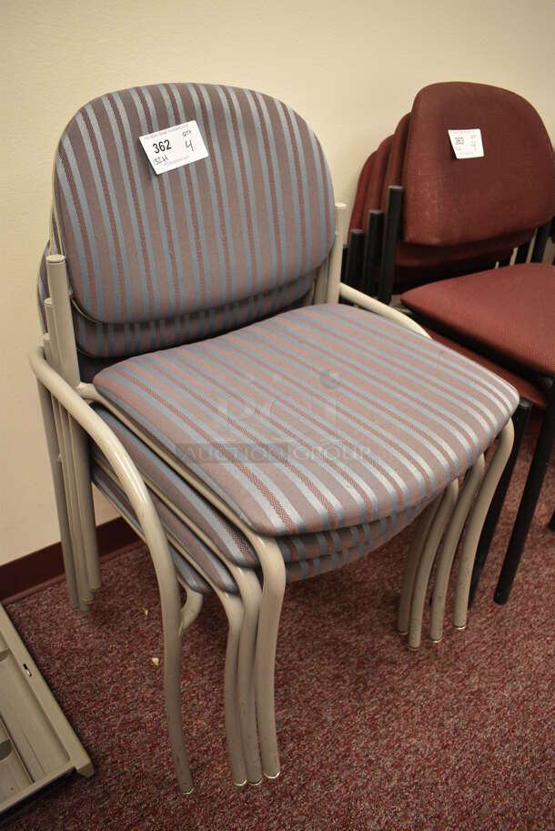 4 Blue Striped Chairs; 1 w/ Arm Rests. Includes 22x18x30. 4 Times Your Bid! (Whitaker Hall - Room 132 - Office H) - Image 2 of 3