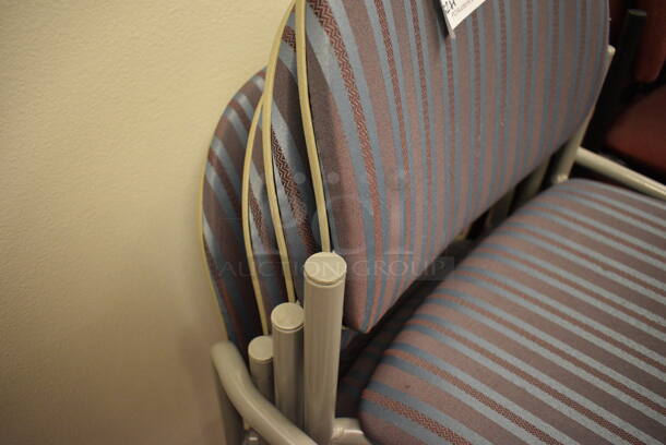 4 Blue Striped Chairs; 1 w/ Arm Rests. Includes 22x18x30. 4 Times Your Bid! (Whitaker Hall - Room 132 - Office H) - Image 3 of 3