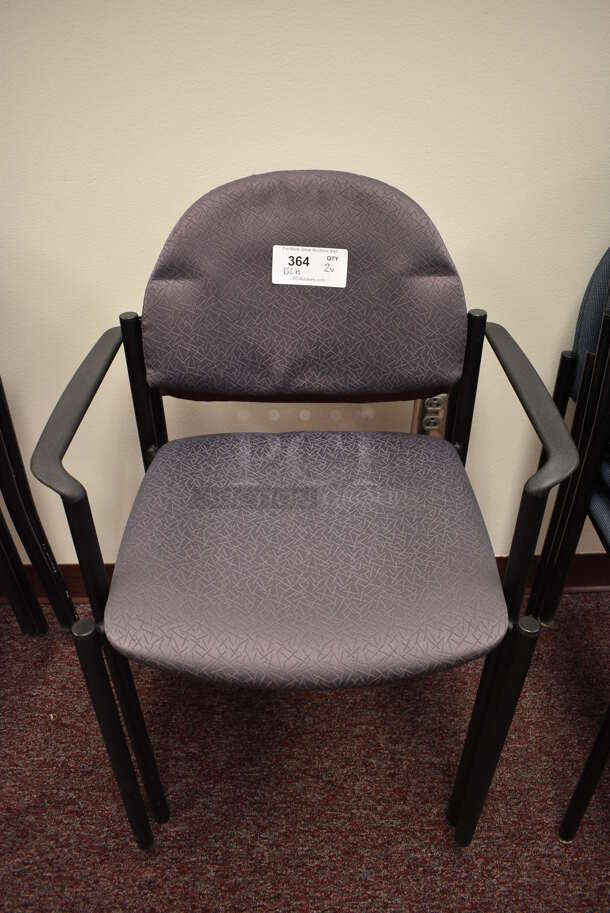 2 Various Chairs; Purple and Maroon w/ Arm Rests. Includes 23x18x30. 2 Times Your Bid! (Whitaker Hall - Room 132 - Office H)