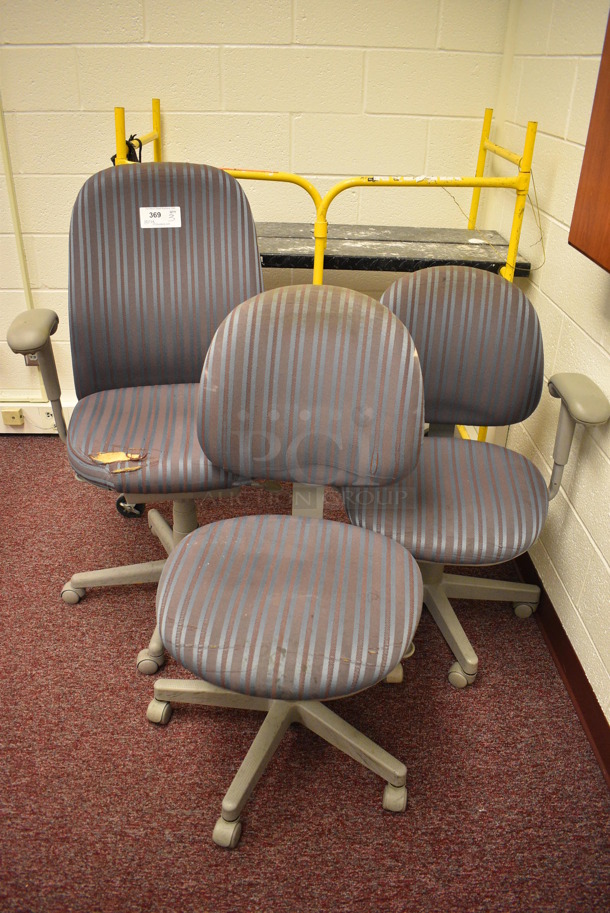 3 Blue Striped Office Chairs on Casters; 2 w/ Arm Rests. Includes 28x21x43. 3 Times Your Bid! (Whitaker Hall - Room 132 - Office H) - Image 1 of 5