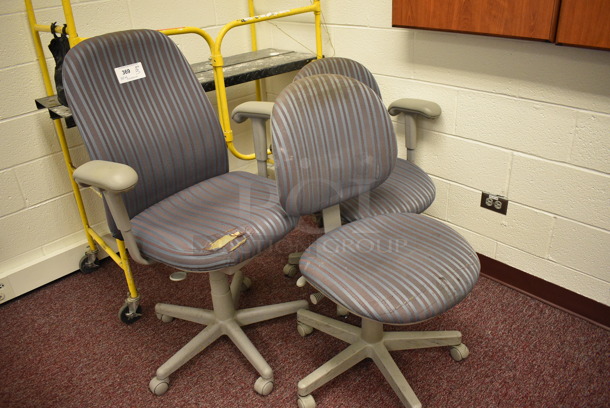 3 Blue Striped Office Chairs on Casters; 2 w/ Arm Rests. Includes 28x21x43. 3 Times Your Bid! (Whitaker Hall - Room 132 - Office H) - Image 5 of 5