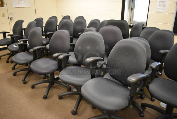 4 Black Office Chairs w/ Arm Rests on Casters. Stock Picture - Cosmetic Condition May Vary.
24x21x39. 4 Times Your Bid! (John N. Hall Tech - Room 103) - Image 4 of 4