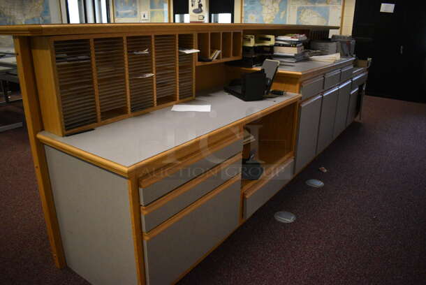 Wood Pattern Counter. Does Not Include Contents. There Will Be a $250 Fee To Remove and Load This Item. 160x37x48. (John N. Hall Tech - Room 101) - Image 3 of 8