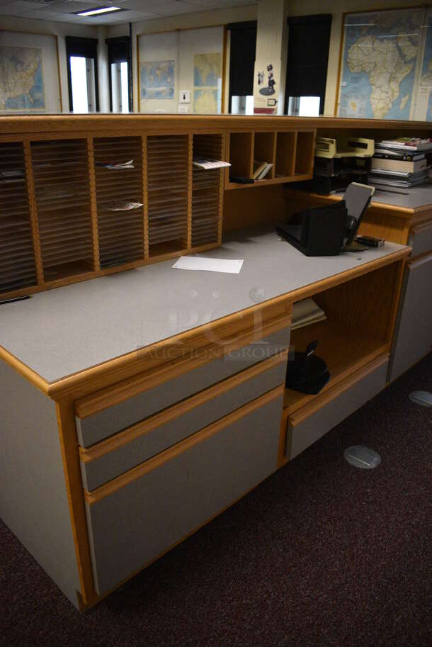 Wood Pattern Counter. Does Not Include Contents. There Will Be a $250 Fee To Remove and Load This Item. 160x37x48. (John N. Hall Tech - Room 101) - Image 4 of 8