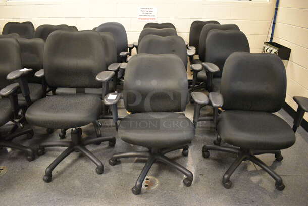 5 Black Office Chairs w/ Arm Rests on Casters. Stock Picture - Cosmetic Condition May Vary. 24x21x39. 5 Times Your Bid! (John N. Hall Tech - Room 102) - Image 2 of 4