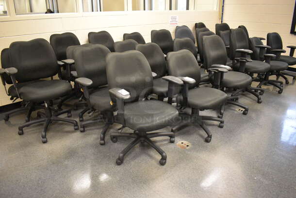 5 Black Office Chairs w/ Arm Rests on Casters. Stock Picture - Cosmetic Condition May Vary. 24x21x39. 5 Times Your Bid! (John N. Hall Tech - Room 102) - Image 4 of 4