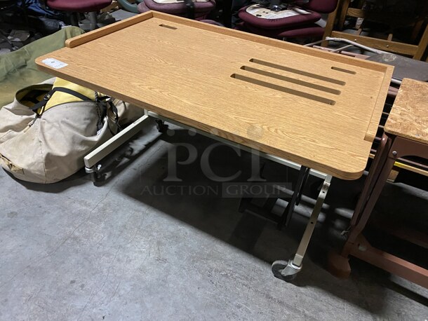 Wood Pattern Table on Casters. 48x30x27.5. (facilities) - Image 2 of 2