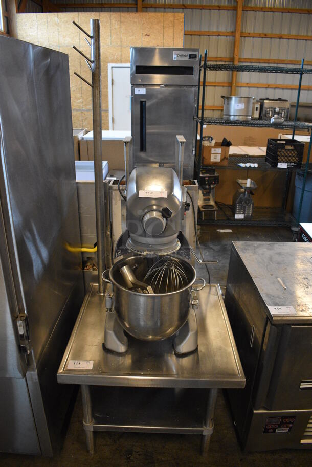 WOW! Stainless Steel Commercial Mixer Equipment Stand w/ Attachment Rack and Undershelf. Does Not Include Mixer. 30x30x76 - Image 1 of 5