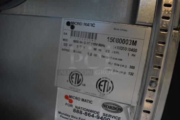 BRAND NEW! 2015 Micro Matic Model MBB-94 G RT Stainless Steel Commercial 3 Door Back Bar Undercounter Cooler Merchandiser. 115 Volts, 1 Phase. 96x28x37. Tested and Working! - Image 5 of 9