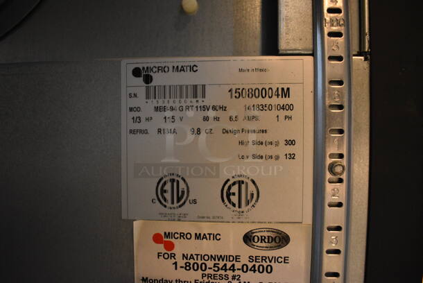 BRAND NEW! 2015 Micro Matic Model MBB-94 G RT Stainless Steel Commercial 3 Door Back Bar Undercounter Cooler Merchandiser. 115 Volts, 1 Phase. 96x28x37. Tested and Working! - Image 8 of 10