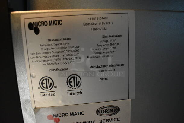 BRAND NEW! 2014 Micro Matic Model MDD-58W Metal Commercial 2 Door Direct Draw Kegerator. 115 Volts, 1 Phase. 60x28x37. Tested and Working! - Image 8 of 12