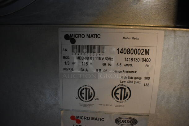 BRAND NEW! 2014 Micro Matic Model MBB-68 RT Metal Commercial 2 Door Undercounter Cooler. 115 Volts, 1 Phase. 70x28x38. Tested and Working! - Image 7 of 8