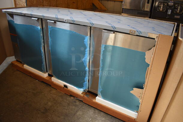 BRAND NEW! 2014 Fagor Model FBB-95-S-SLP-GR Stainless Steel Commercial 3 Door Undercounter Cooler. 115 Volts, 1 Phase. 95.5x29x37.5. Tested and Working! - Image 2 of 8