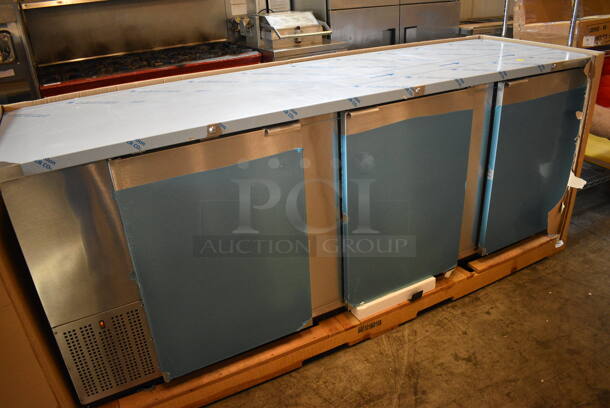 BRAND NEW! 2014 Fagor Model FBB-95-S-SLP-GR Stainless Steel Commercial 3 Door Undercounter Cooler. 115 Volts, 1 Phase. 95.5x29x37.5. Tested and Working! - Image 7 of 8