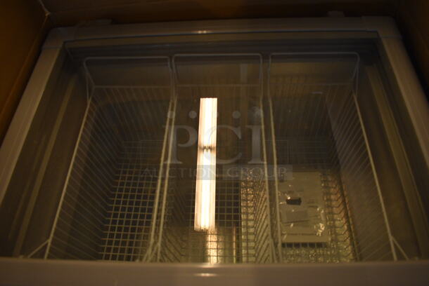 BRAND NEW! Model XS246YBL Metal Commercial Cooler Chest Showcase Merchandiser w/ 2 Sliding Lids. 110 Volts, 1 Phase. 33x26x33.5. Tested and Working! - Image 5 of 9