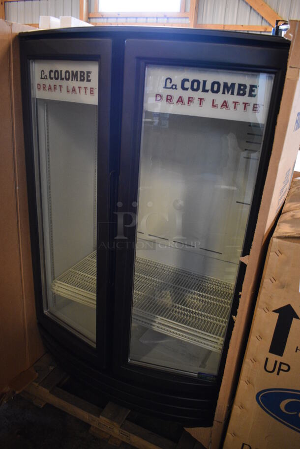 BRAND NEW! Frigoglass Model MM14-V2L-B-FOG Metal Commercial 2 Door Reach In Cooler Merchandiser w/ Poly Coated Racks. 115 Volts, 1 Phase. 36x25x67. Tested and Working! - Image 2 of 7