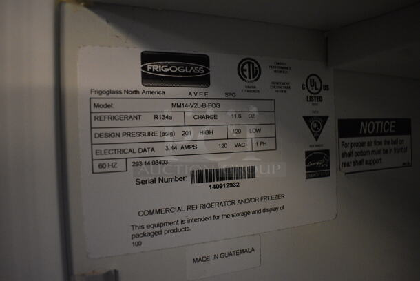 BRAND NEW! Frigoglass Model MM14-V2L-B-FOG Metal Commercial 2 Door Reach In Cooler Merchandiser w/ Poly Coated Racks. 115 Volts, 1 Phase. 36x25x67. Tested and Working! - Image 5 of 7