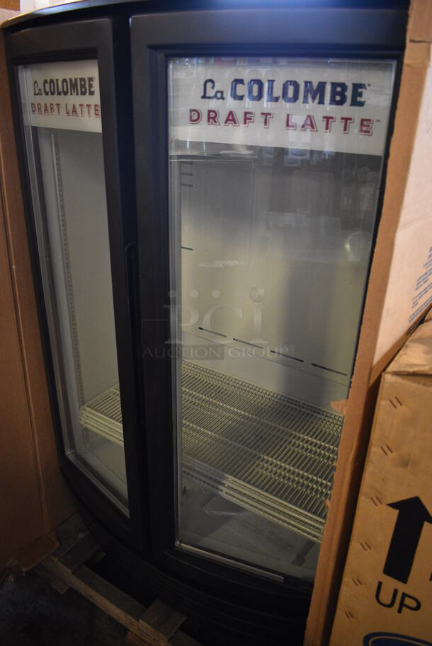BRAND NEW! Frigoglass Model MM14-V2L-B-FOG Metal Commercial 2 Door Reach In Cooler Merchandiser w/ Poly Coated Racks. 115 Volts, 1 Phase. 36x25x67. Tested and Working! - Image 6 of 7