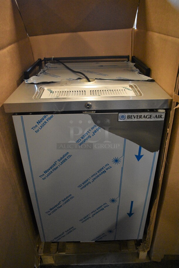 BRAND NEW! Beverage Air Model BM23HC-S-32-JC Stainless Steel Commercial Direct Draw Kegerator on Commercial Casters. Comes w/ Beer Tower! 115 Volts, 1 Phase. 25x27x38. Tested and Working!