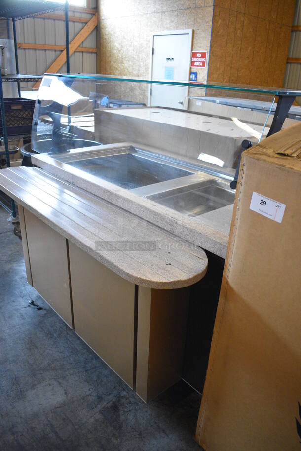 Metal Commercial Refrigerated Table w/ Sneeze Guard and Tray Slide on Commercial Casters. 60x44x55. Tested and Working! - Image 2 of 8