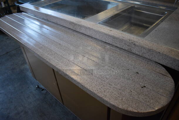 Metal Commercial Refrigerated Table w/ Sneeze Guard and Tray Slide on Commercial Casters. 60x44x55. Tested and Working! - Image 3 of 8