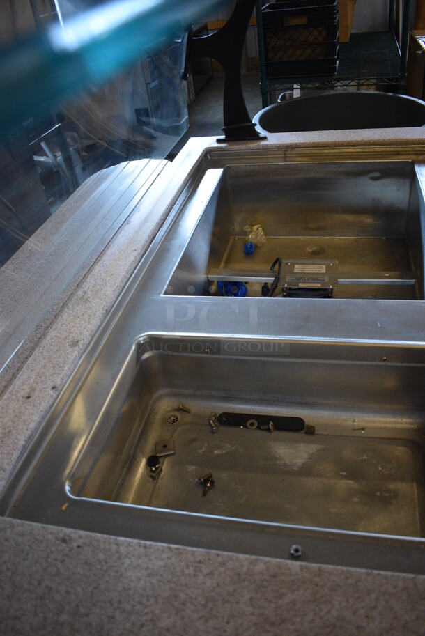 Metal Commercial Refrigerated Table w/ Sneeze Guard and Tray Slide on Commercial Casters. 60x44x55. Tested and Working! - Image 4 of 8