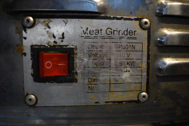 Model BR001N Stainless Steel Commercial Countertop Meat Grinder w/ Tray and Pusher. 110 Volts, 1 Phase. 9x16x17. Tested and Does Not Power On - Image 5 of 5
