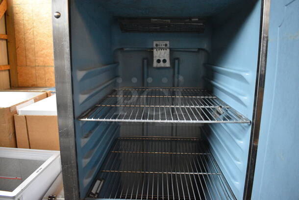 GREAT! Delfield 6000 XL Stainless Steel Commercial 2 Half Size Door Reach In Freezer w/ Poly Coated Racks on Commercial Casters. 26x32x80. Cannot Test - Unit Was Previously Hardwired - Image 5 of 6