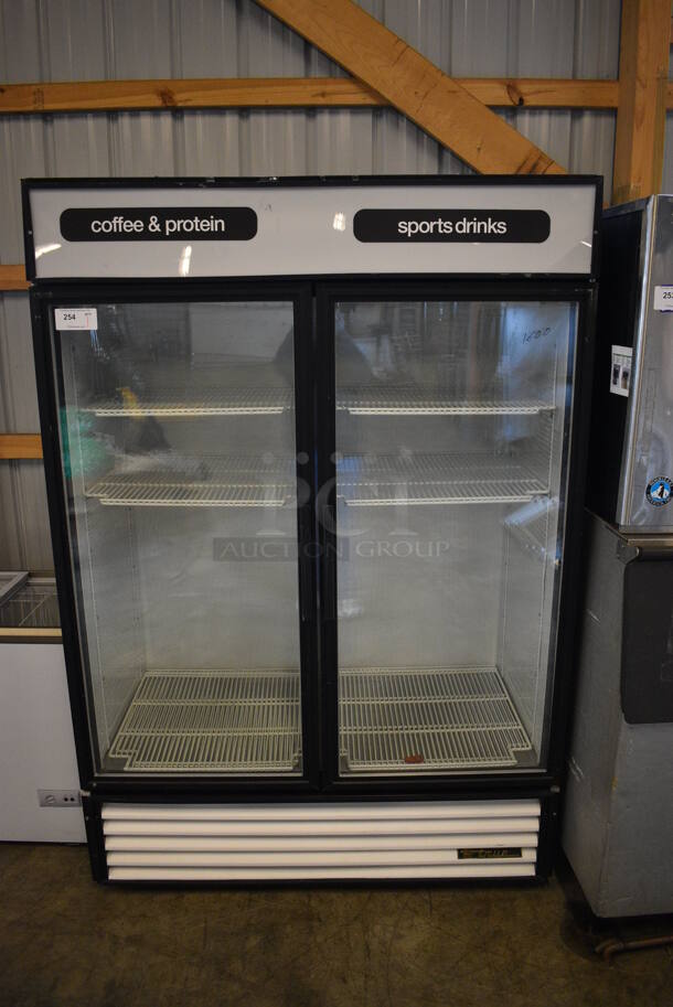 NICE! True Model GDM-49 Metal Commercial 2 Door Reach In Cooler Merchandiser w/ Poly Coated Racks. 115 Volts, 1 Phase. 54x30x79. Tested and Working! - Image 1 of 6