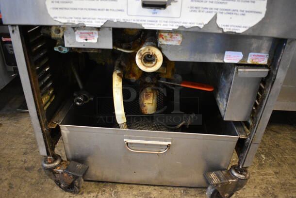 GORGEOUS! Henny Penny Model PFG-690 Stainless Steel Commercial Floor Style Natural Gas Powered Pressure Fryer w/ Filtration System on Commercial Casters. 100,000 BTU. 25x41x63 - Image 7 of 9