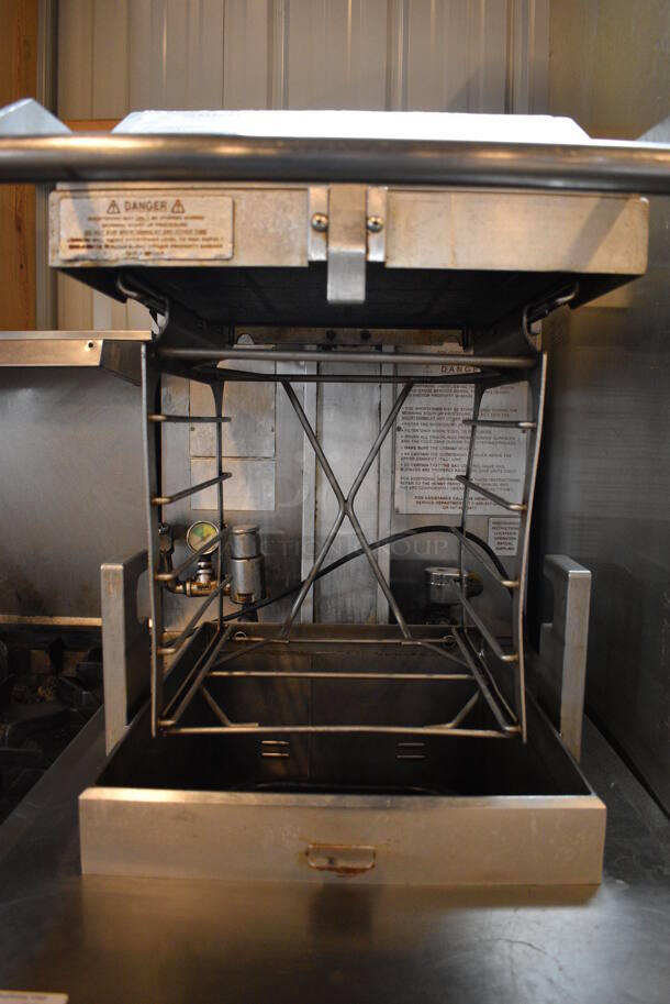 GORGEOUS! Henny Penny Model PFG-690 Stainless Steel Commercial Floor Style Natural Gas Powered Pressure Fryer w/ Filtration System on Commercial Casters. 100,000 BTU. 25x41x63 - Image 8 of 9