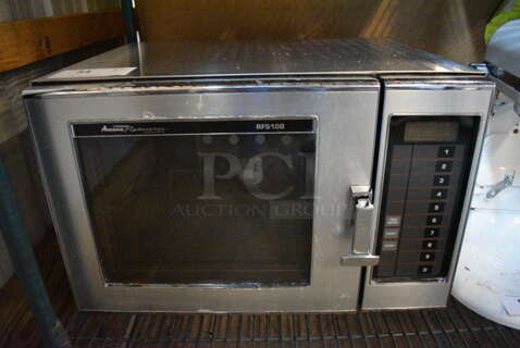 Amana Model RFS108 Stainless Steel Commercial Countertop Microwave Oven. 22x18x14