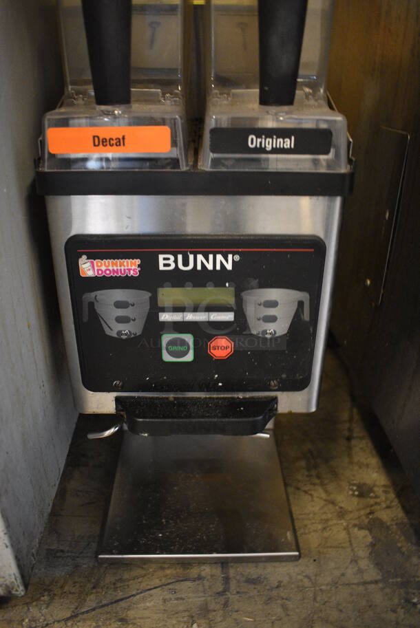 NICE! 2014 Bunn Model MHG Stainless Steel Commercial Countertop 2 Hopper Coffee Bean Grinder. 120 Volts, 1 Phase. 9x16x30. Tested and Working! - Image 3 of 4